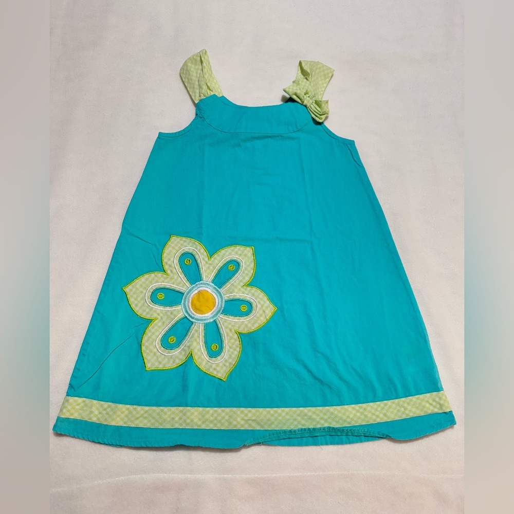 Teal/Green Dress with Flower Embroidered